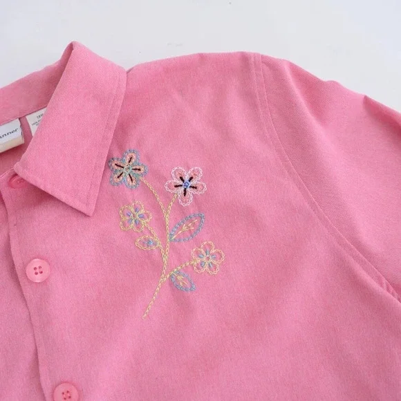 Vintage Alfred  Dunner Pink Embroidered Floral Button Up Lightweight Jacket 18W - Picture 10 of 13